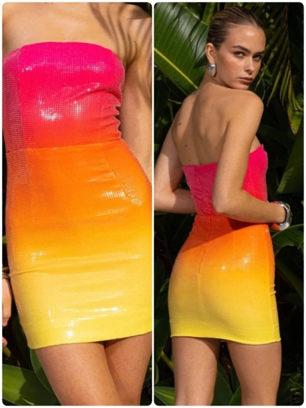 Runaway the Label Malibu Dress x Revolve Pink orange yellow Sunset dress